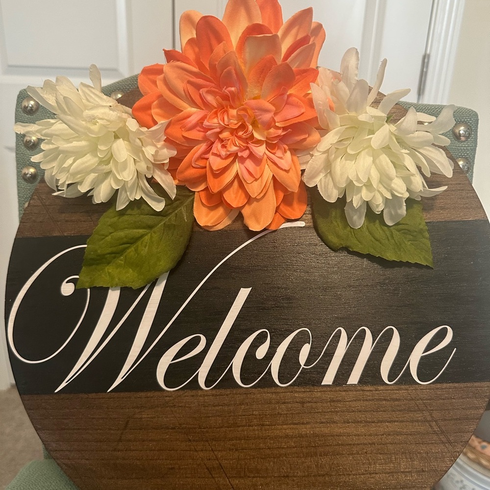 Orange and White Floral Decor Accent